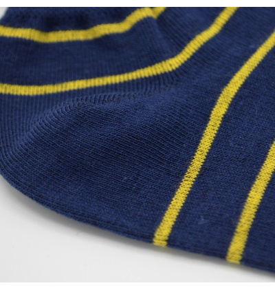 Socquettes fantaisie bleues à rayures jaunes
