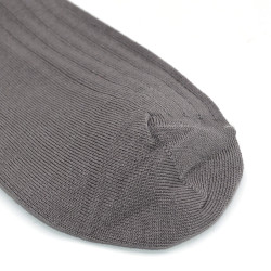Mi-bas made in France en fil d'écosse gris pierre