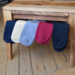 Chaussettes made in France en fil d'écosse bordeaux