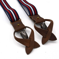 Bretelles-enfant fantaisie-tricolores-bleu-marine-blanc-bordeaux-made-in-france-finition-cuir-hydribe-pinces-et-boutons-
