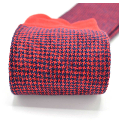 chaussettes-fantaisie-hommes-femmes-en-coton-rouges-à-motif-pied-de-poule-bleu-bleu-marine-remaillées-à-la-main