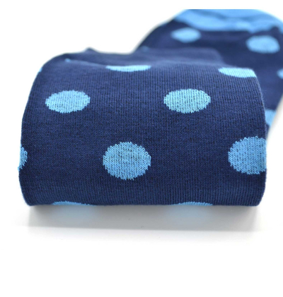 chaussettes-fantaisie-hommes-femmes-en-coton-bleu-marine-à-motif-gros-pois-bleu-ciel-remaillées-à-la-main