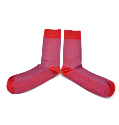 chaussettes-fantaisie-hommes-femmes-en-coton-rouges-à-motifs-chevrons-bleu-ciel-remaillées-à-la-main