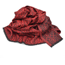 Echarpe-legere-rouge-vif-femme-homme-fibres-naturels-motifs-bosquetde-letoile-lenotre-versailles