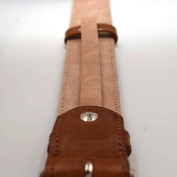 Ceinture-cognac-réglable-casual-chic-pour-hommes-en-cuir-pleine-fleur-grainé-surpiquée