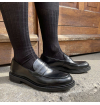 chaussettes-montantes-mi-bas-noir-unies-en-pur-fil-d'écosse-remaillées-à-la-main-pour-hommes