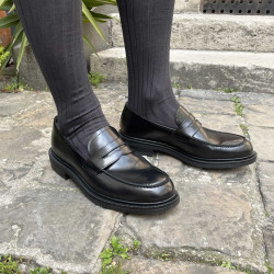 Mi-bas pur fil d Ecosse gris anthracite remaillés à la main
