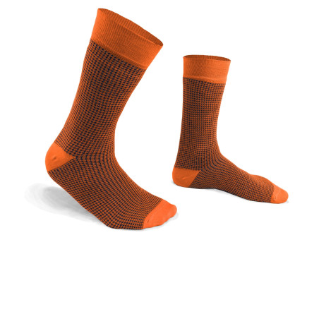 Chaussettes oranges pied de poule