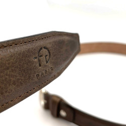 Ceinture-marron chocolat-réglable-casual-chic-pour-hommes-en-cuir-pleine-fleur-grainé-surpiquée