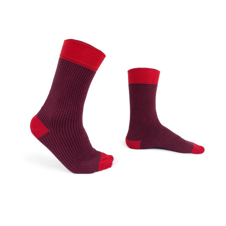 Chaussettes rouges pied de poule