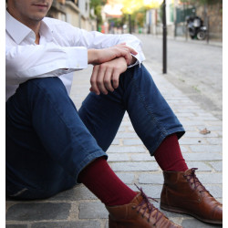 Chaussettes made in France en fil d'écosse bordeaux