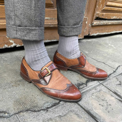 Mi-bas made in France en fil d'écosse gris pierre