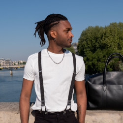 Bretelles hommes fines made in France en cuir de raisins