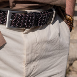 Ceinture Tressée made in france vegan en cuir de raisin marron et noire