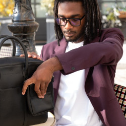 Black vegan clutch bag for men