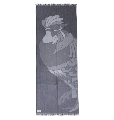 écharpe légère grise made in france homme femme motif coq français 