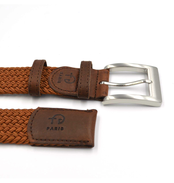 Ceinture Tressée marron cognac
