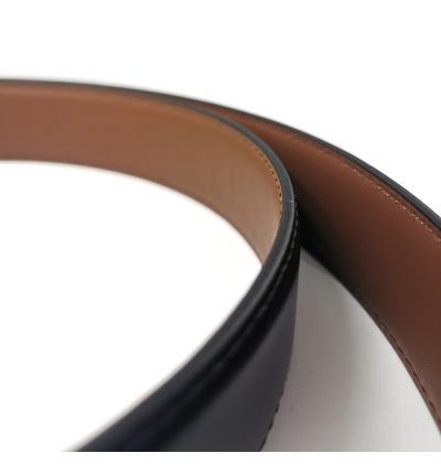 Reversible belt made in france black and brown
