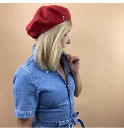 high quality unisex red wool beret made in europe