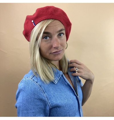 high quality unisex red wool beret made in europe