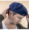 Unisex navy blue pure wool beret made in france