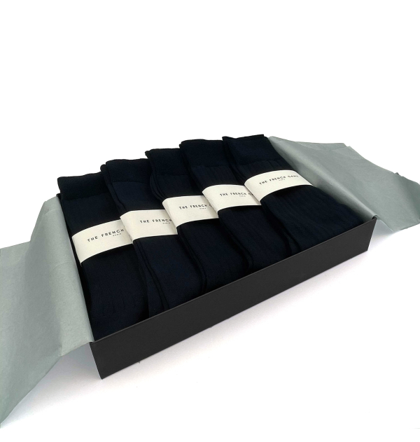 Coffret cadeaux Semainier de  Chaussettes made in france bleu marine